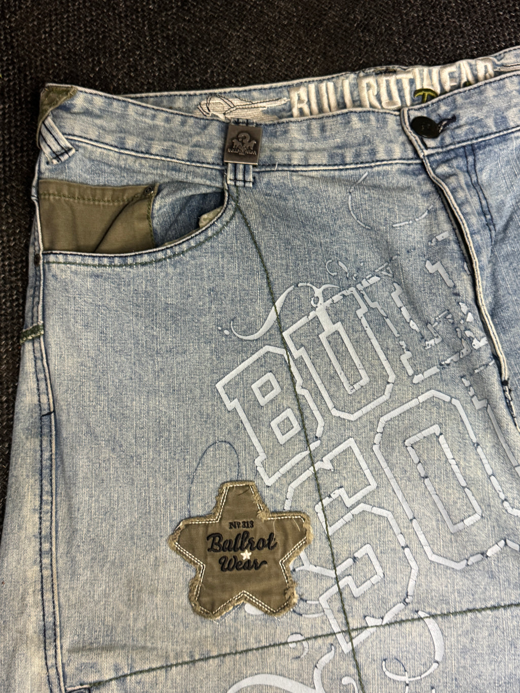 [V0131de] Vintage seltene Bullrot y2k / 2000s blaue baggy jeans shorts