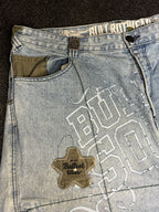 [V0131de] Vintage seltene Bullrot y2k / 2000s blaue baggy jeans shorts