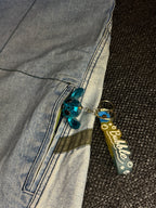 [V0131de] Vintage seltene Bullrot y2k / 2000s blaue baggy jeans shorts