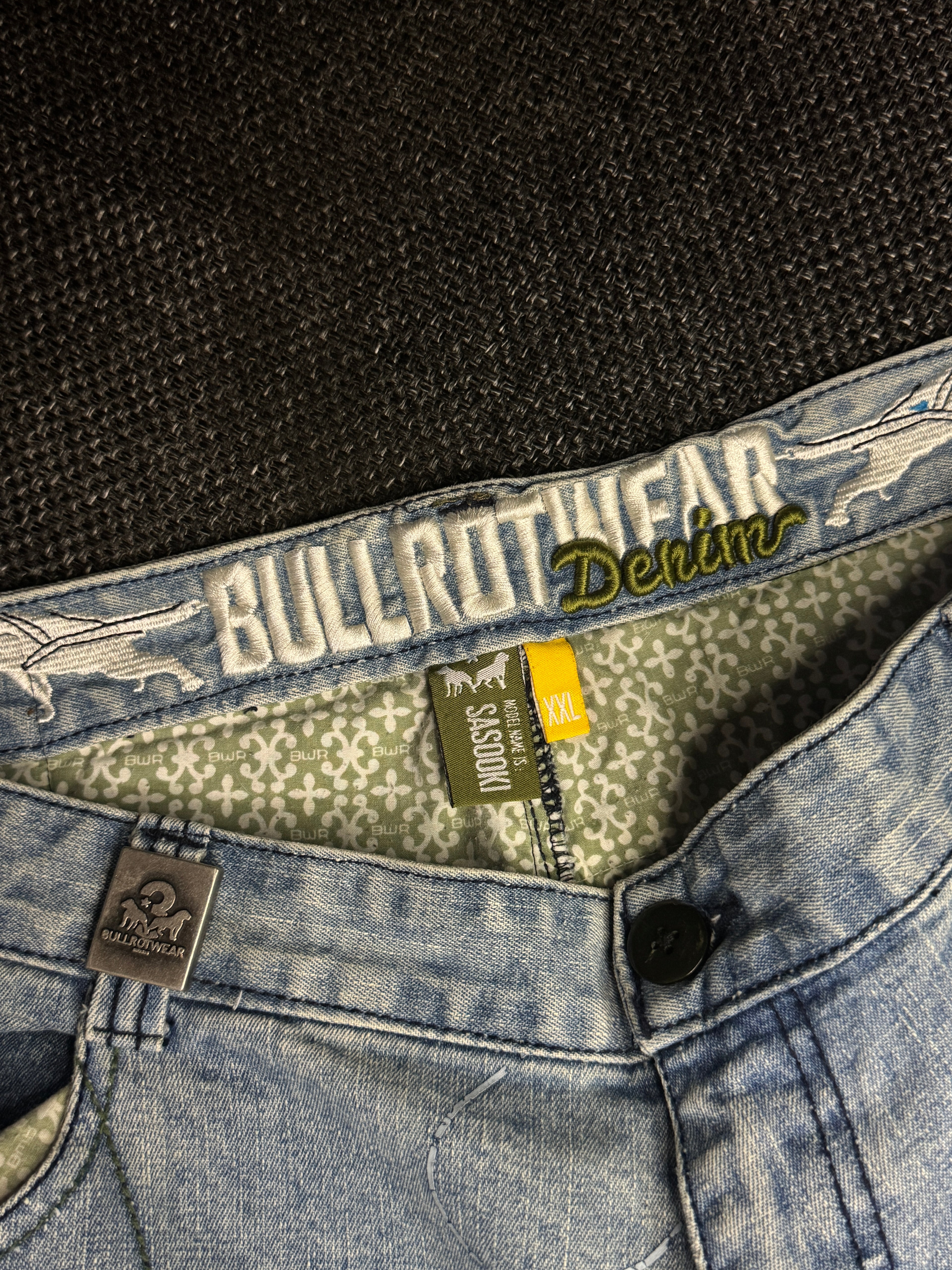 [V0131de] Vintage seltene Bullrot y2k / 2000s blaue baggy jeans shorts