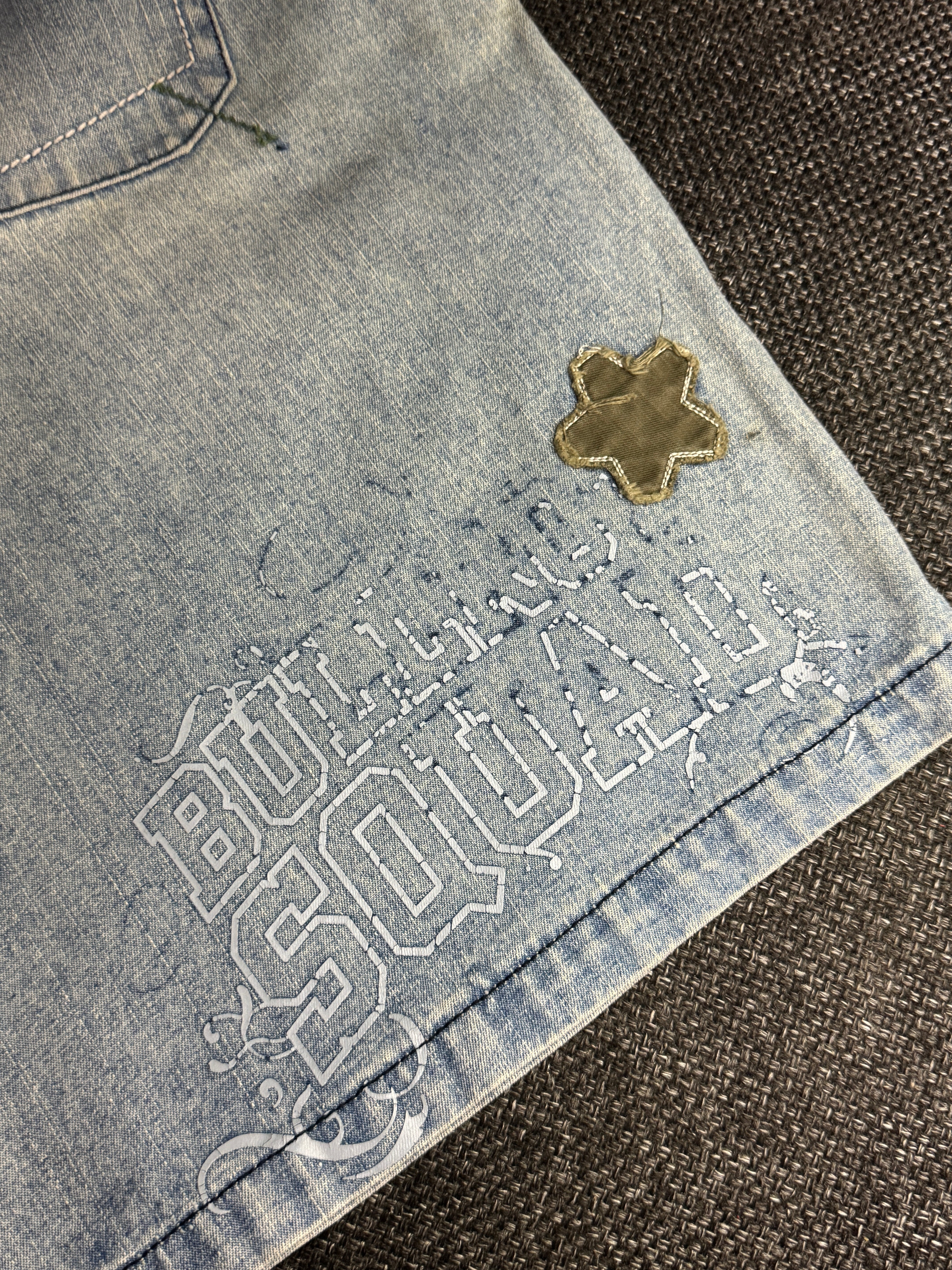 [V0131de] Vintage seltene Bullrot y2k / 2000s blaue baggy jeans shorts