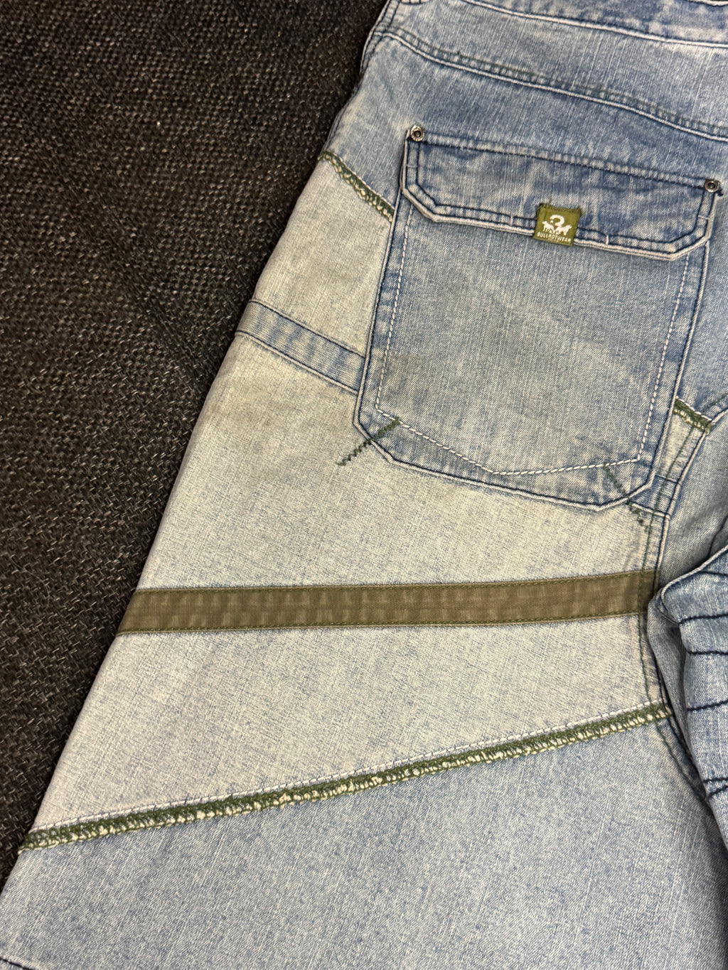 [V0131de] Vintage seltene Bullrot y2k / 2000s blaue baggy jeans shorts