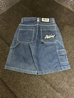 [V0493de] Vintage seltene Fubu y2k / 2000s blaue baggy jeans shorts