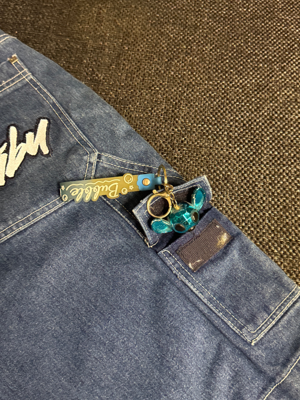 [V0493de] Vintage seltene Fubu y2k / 2000s blaue baggy jeans shorts