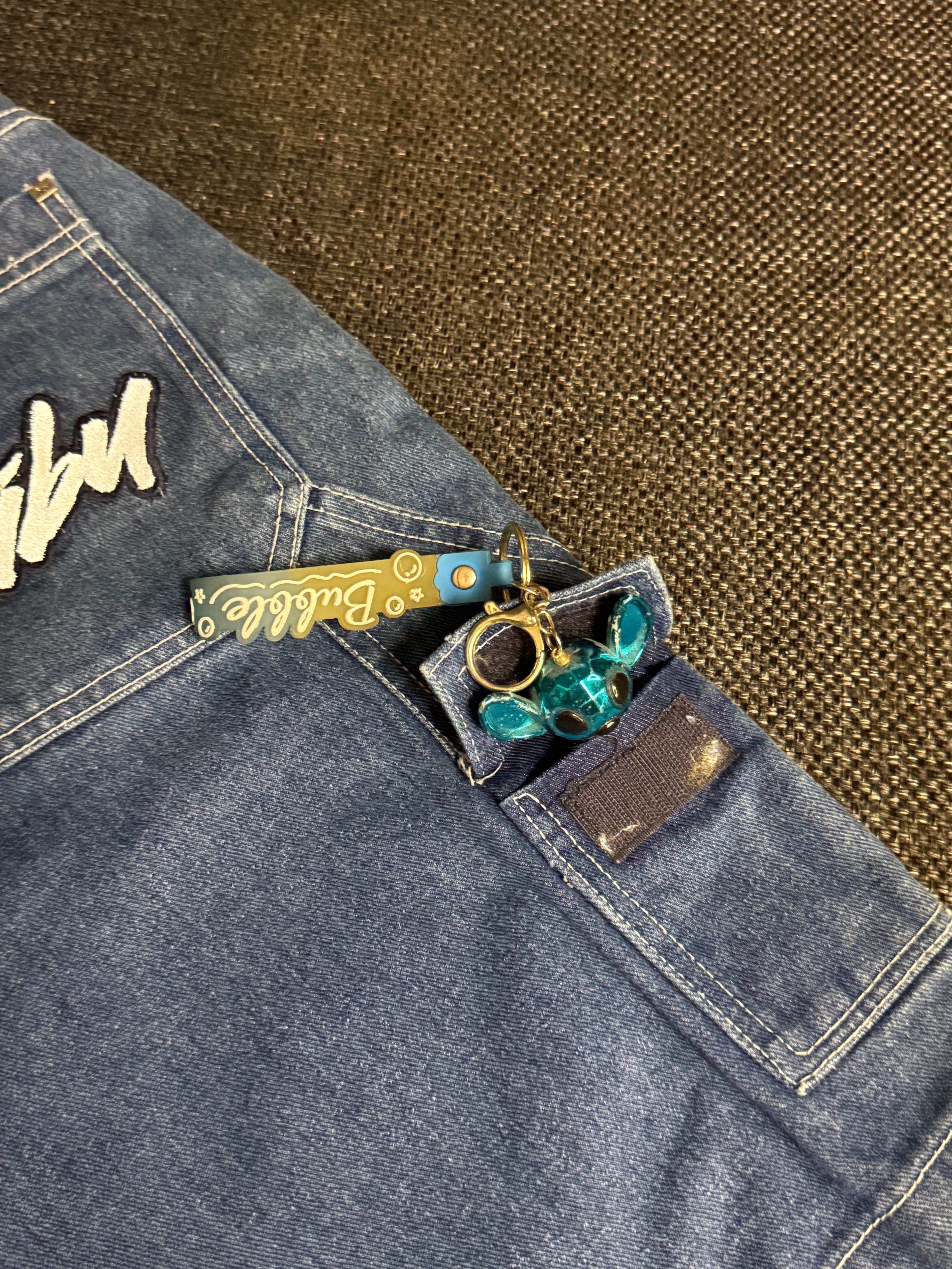 [V0493de] Vintage seltene Fubu y2k / 2000s blaue baggy jeans shorts