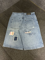 [V0660de] Vintage y2k Karl Kani blaue baggy jeans shorts