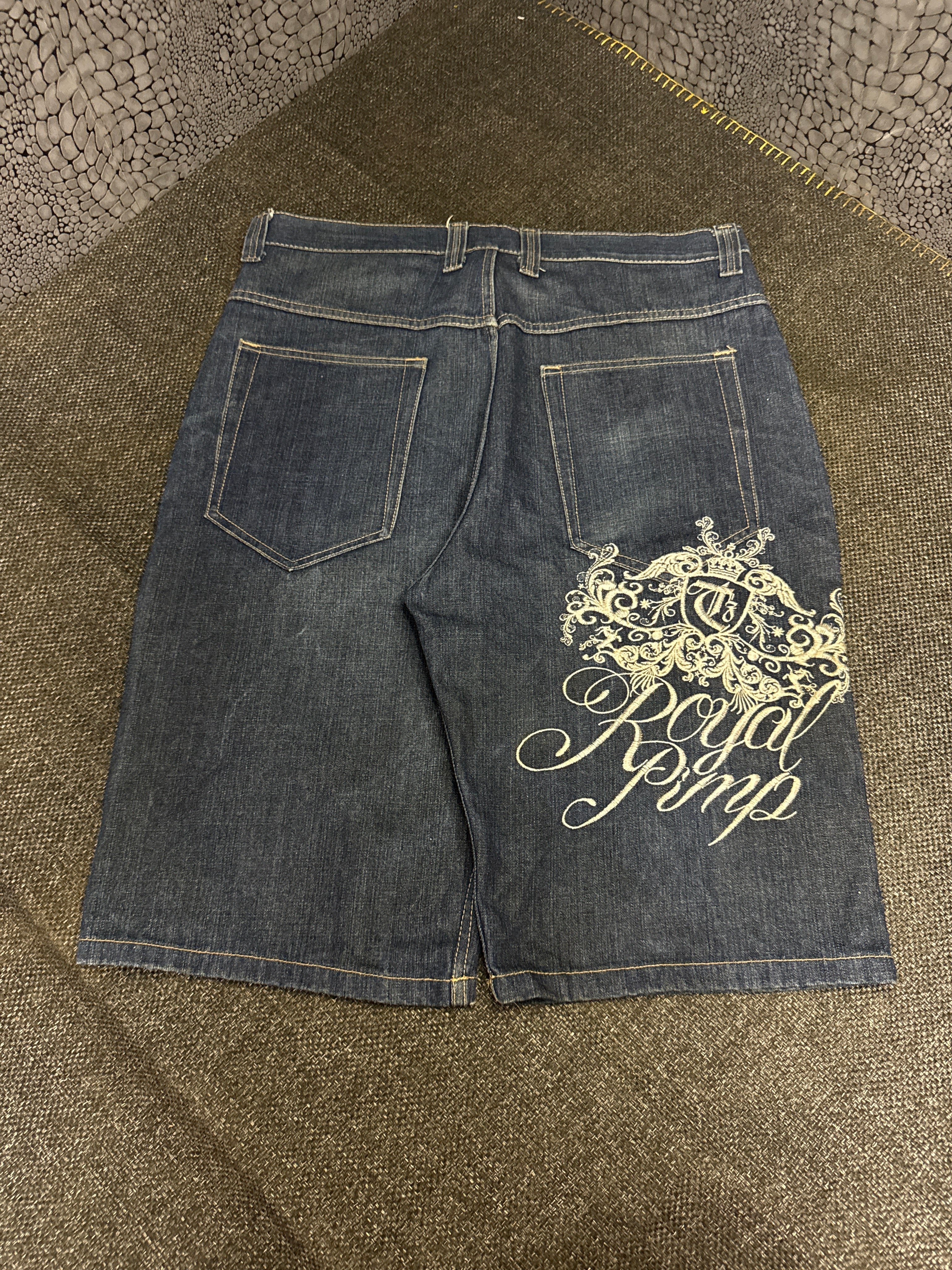 [V0867de] Vintage seltene Townz y2k / 2000s marineblaue baggy jeans shorts