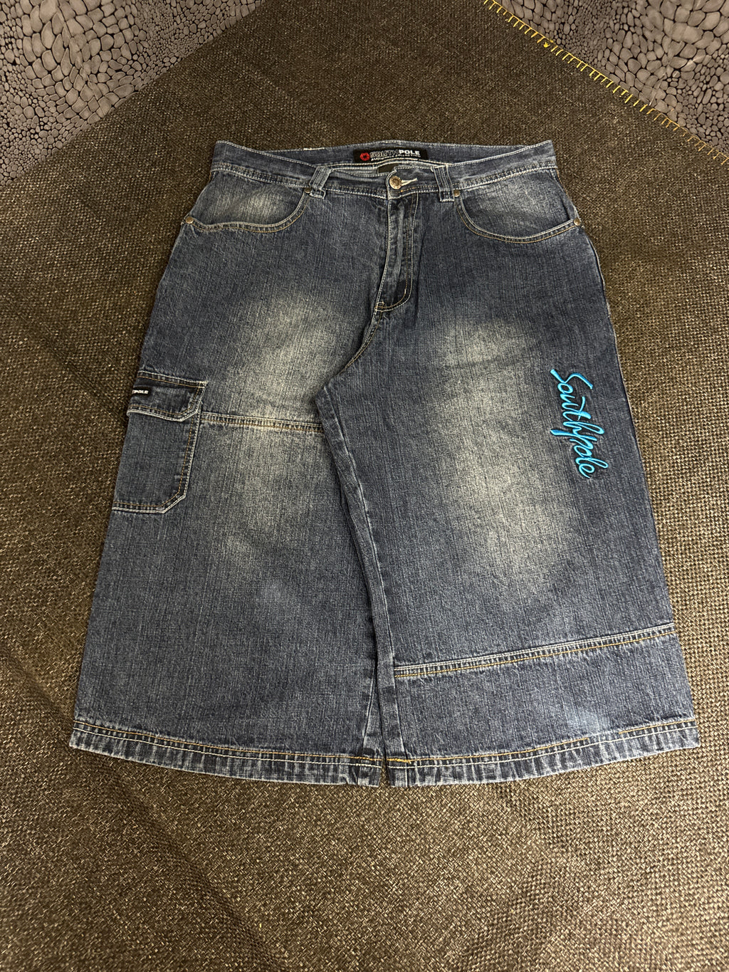 [V0156de] Vintage seltene Southpole y2k / 2000s blaue baggy jeans shorts