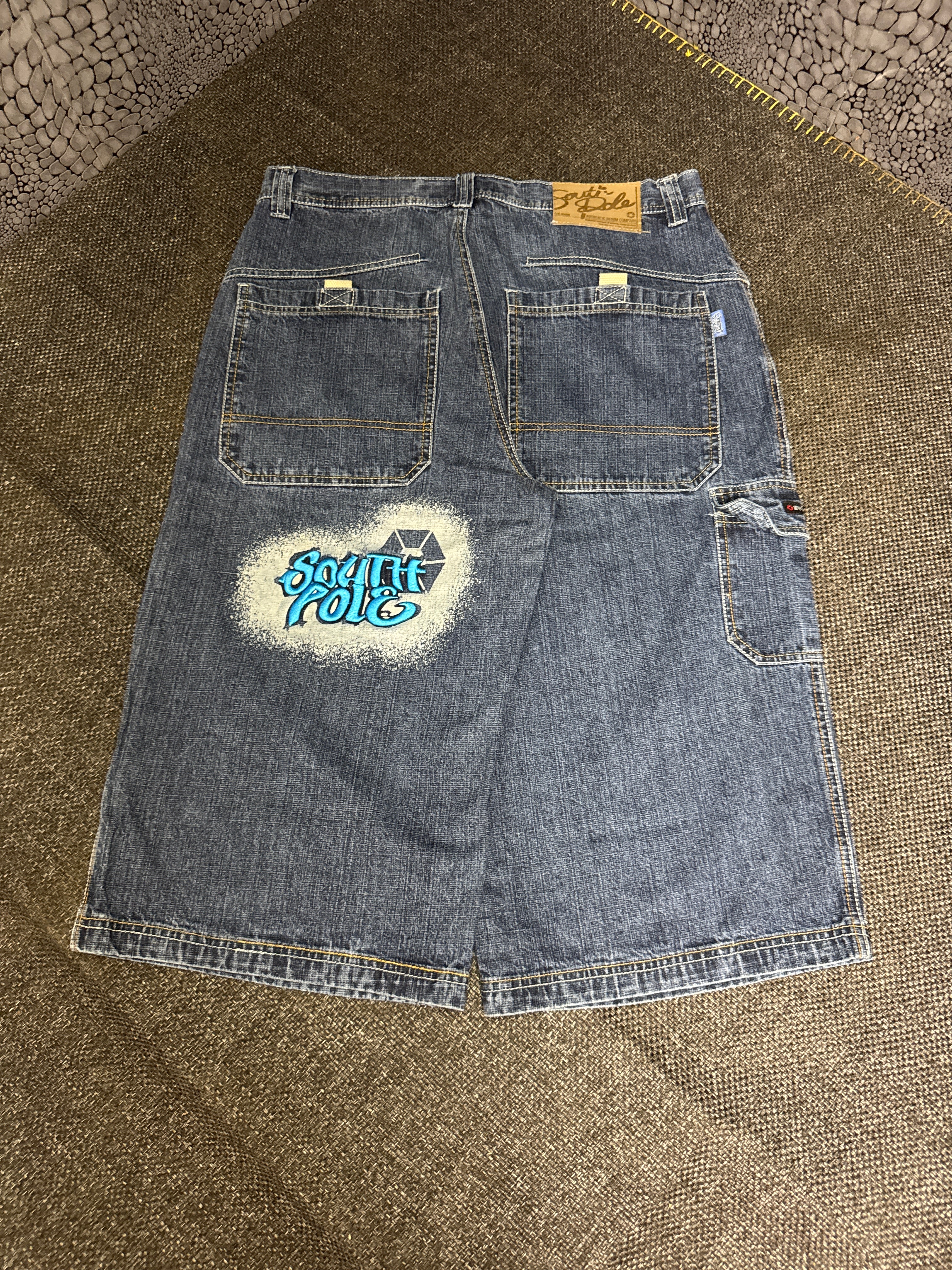 [V0156de] Vintage seltene Southpole y2k / 2000s blaue baggy jeans shorts