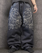 [V0968de] Vintage y2k Makaveli marineblaue baggy jeans