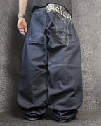 [V0968de] Vintage y2k Makaveli marineblaue baggy jeans