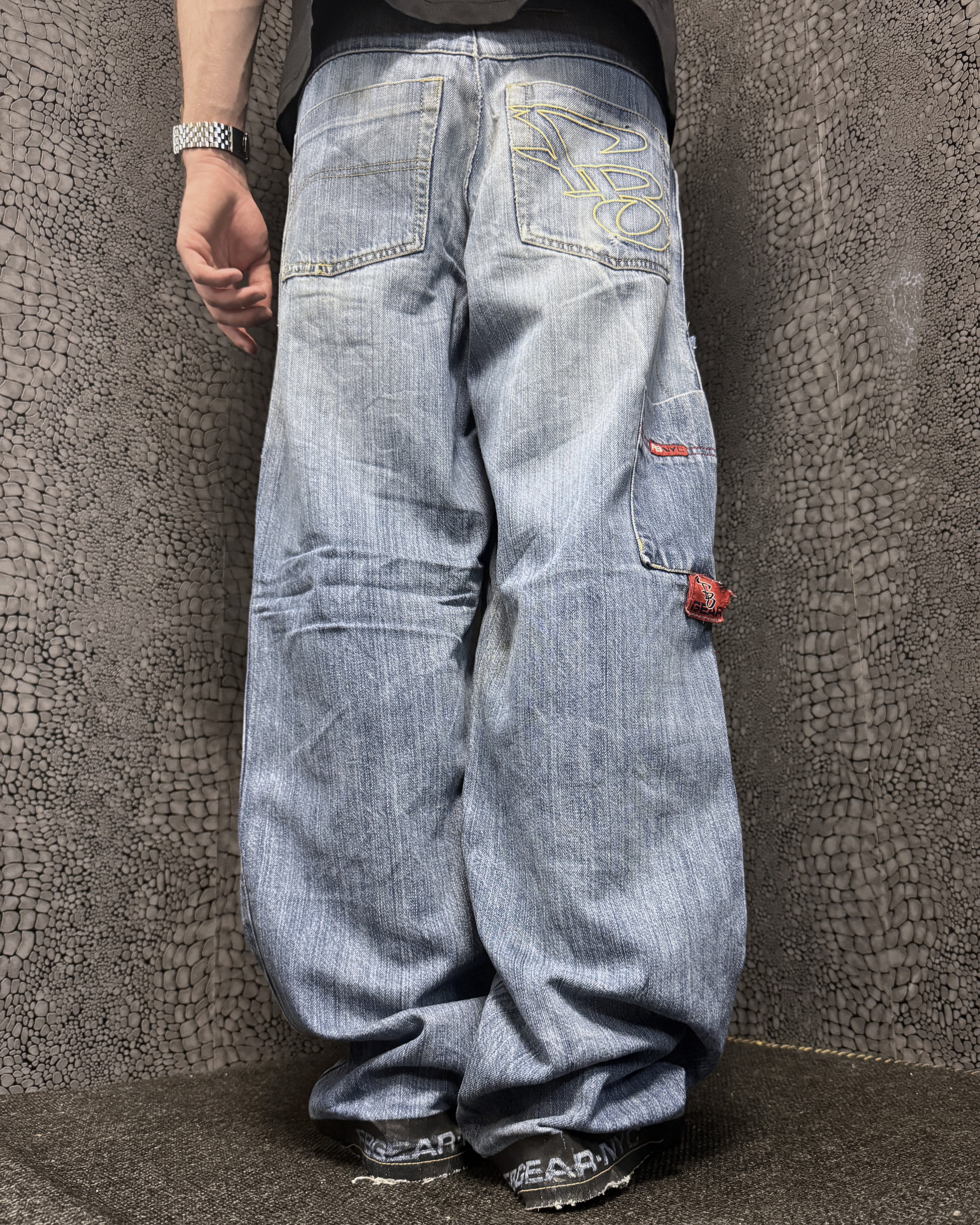 [V0533] Vintage y2k Fishbone blaue baggy jeans
