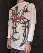 [V0884de] Vintage y2k Karl Kani weiß rotes T-Shirt
