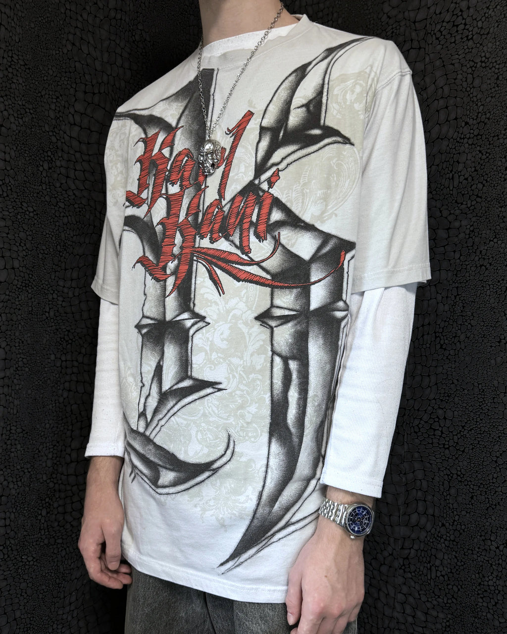 [V0884de] Vintage y2k Karl Kani white red T-Shirt