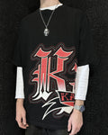 [V0885de] Vintage y2k Karl Kani nero rosso T-Shirt