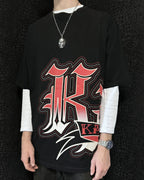 [V0885de] Vintage y2k Karl Kani nero rosso T-Shirt