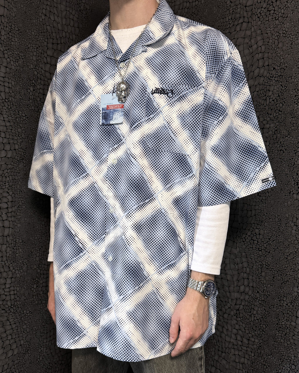 [V0868] Vintage y2k Southpole blaues Hemd (New with Tag, Graffiti)