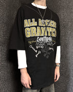 [V0752de] Vintage y2k Southpole schwarz goldenes T-Shirt (All Access Granted)