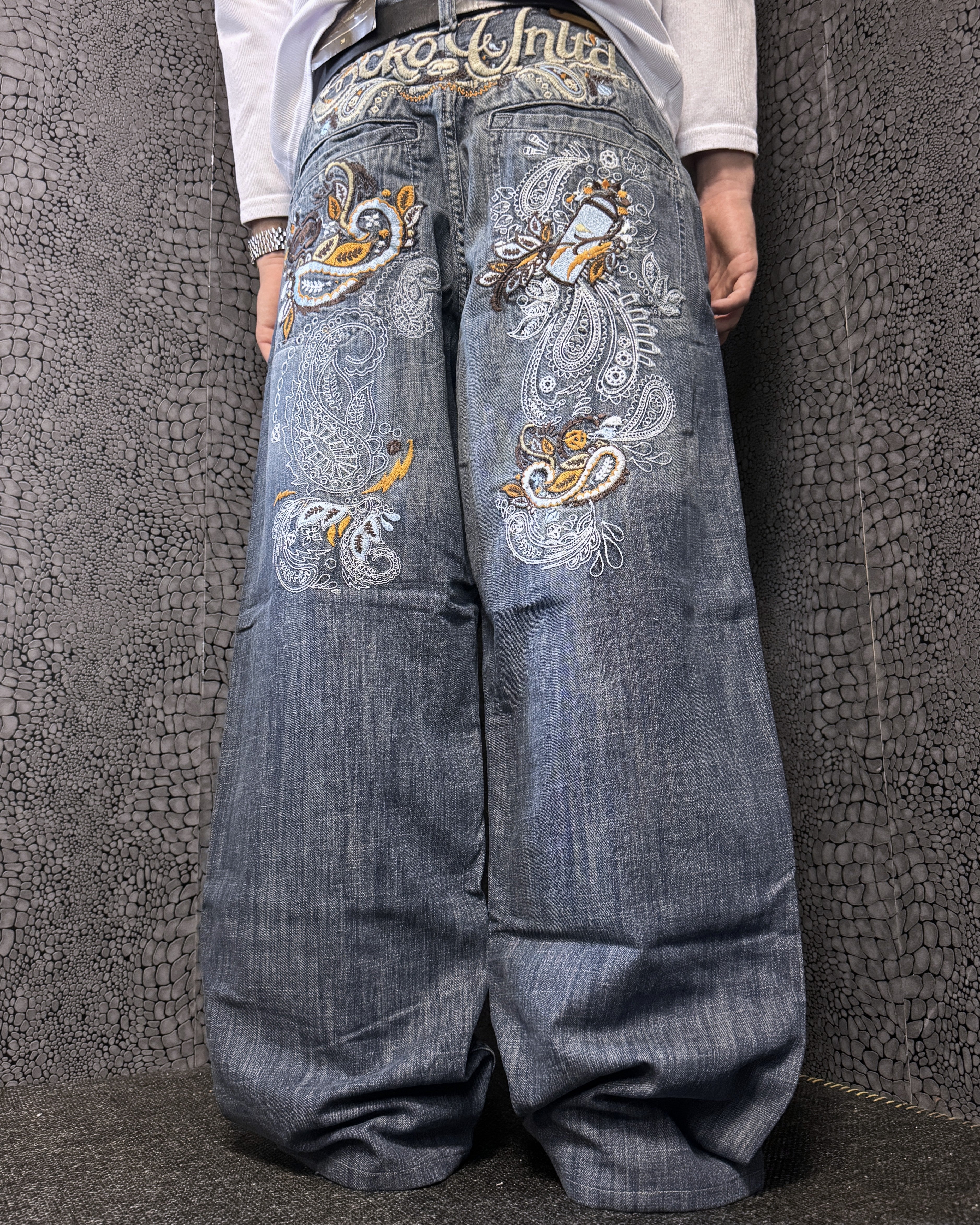 [V0845] Vintage y2k Ecko blaue baggy jeans (Paisley)