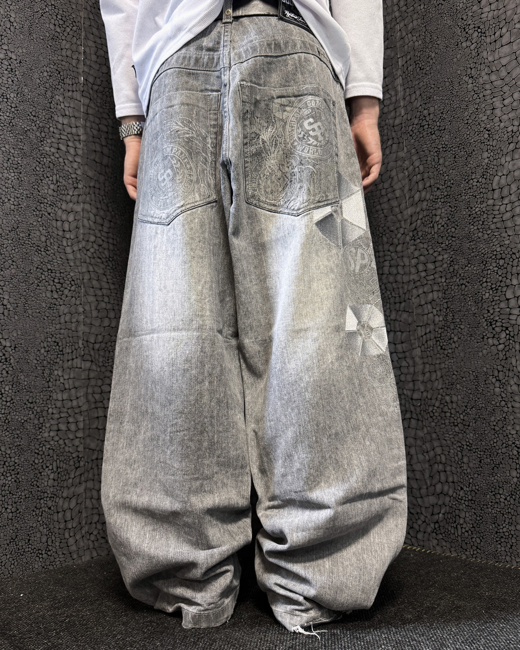 [V0889de] Vintage y2k Southpole graue baggy jeans