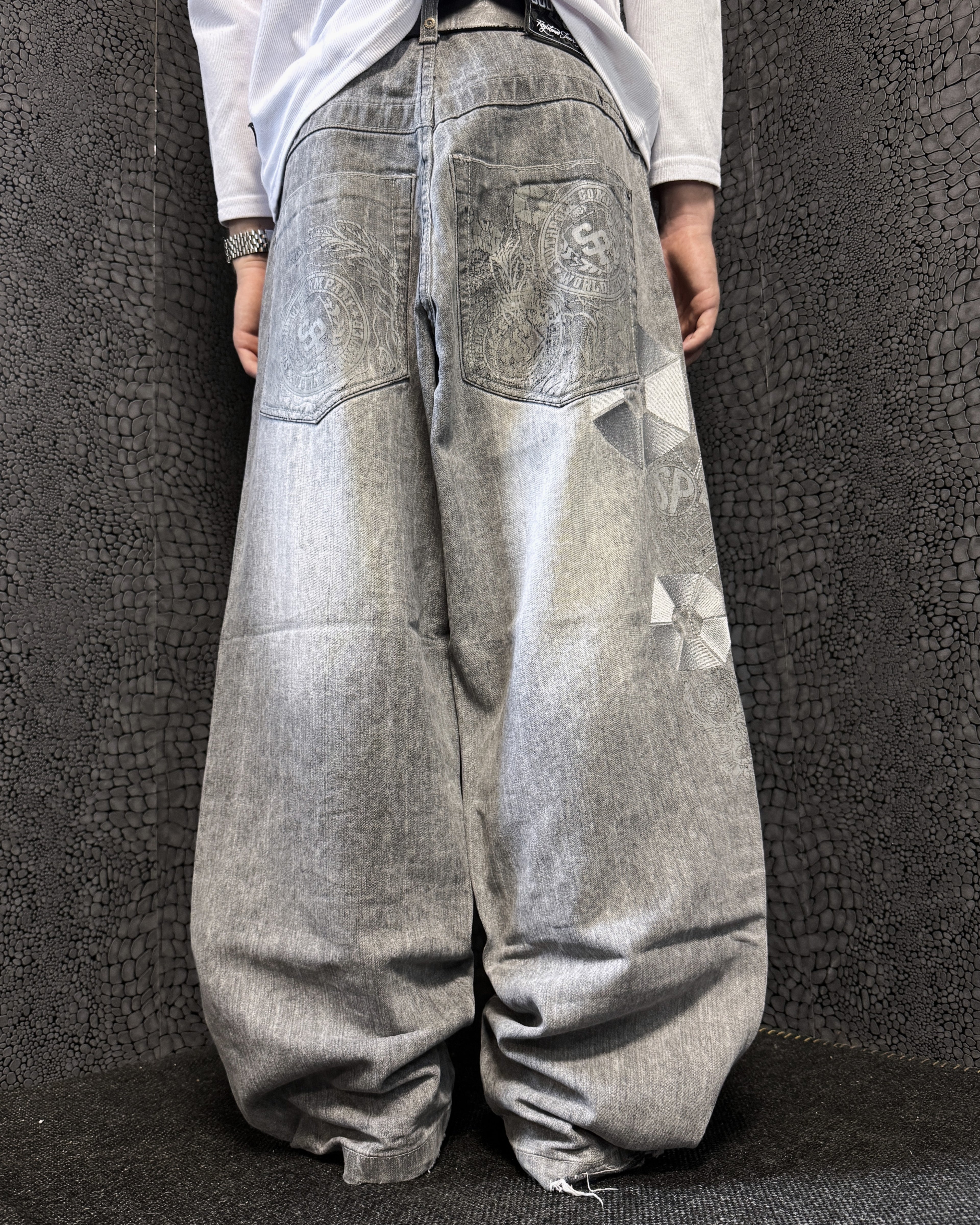 [V0889de] Vintage y2k Southpole graue baggy jeans
