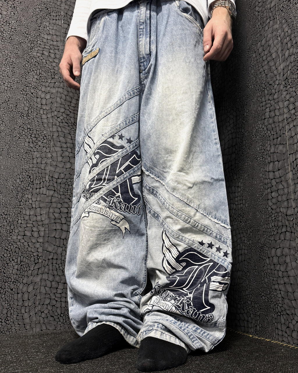 [V0848de] Vintage y2k Karl Kani blaue baggy jeans