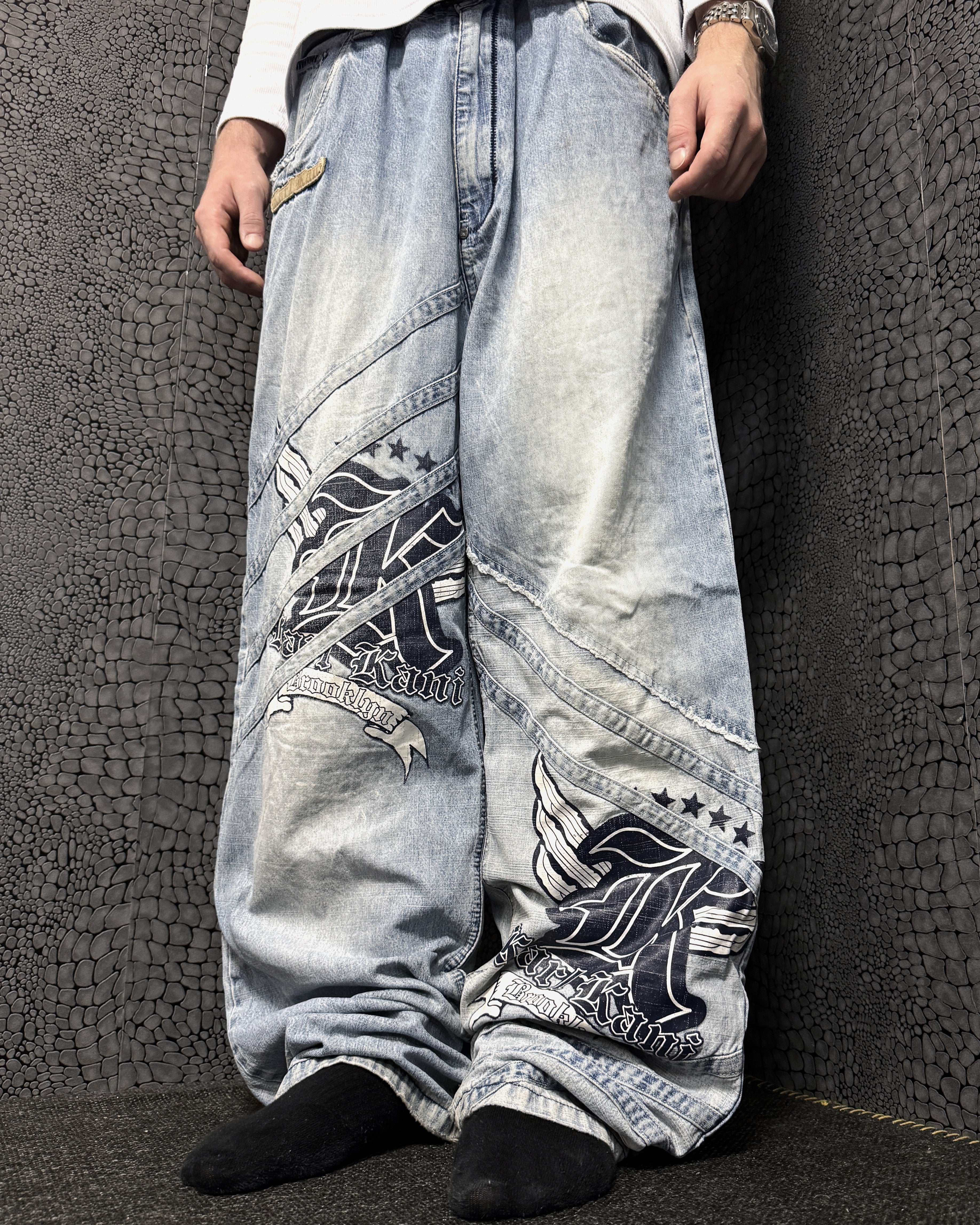 [V0848de] Vintage y2k Karl Kani blaue baggy jeans