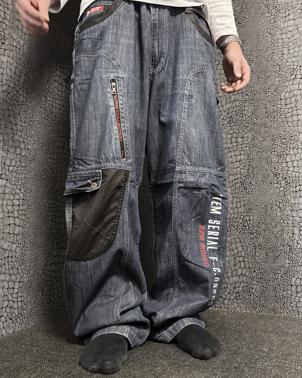 [V0733] Vintage y2k Fubu marineblaue baggy jeans