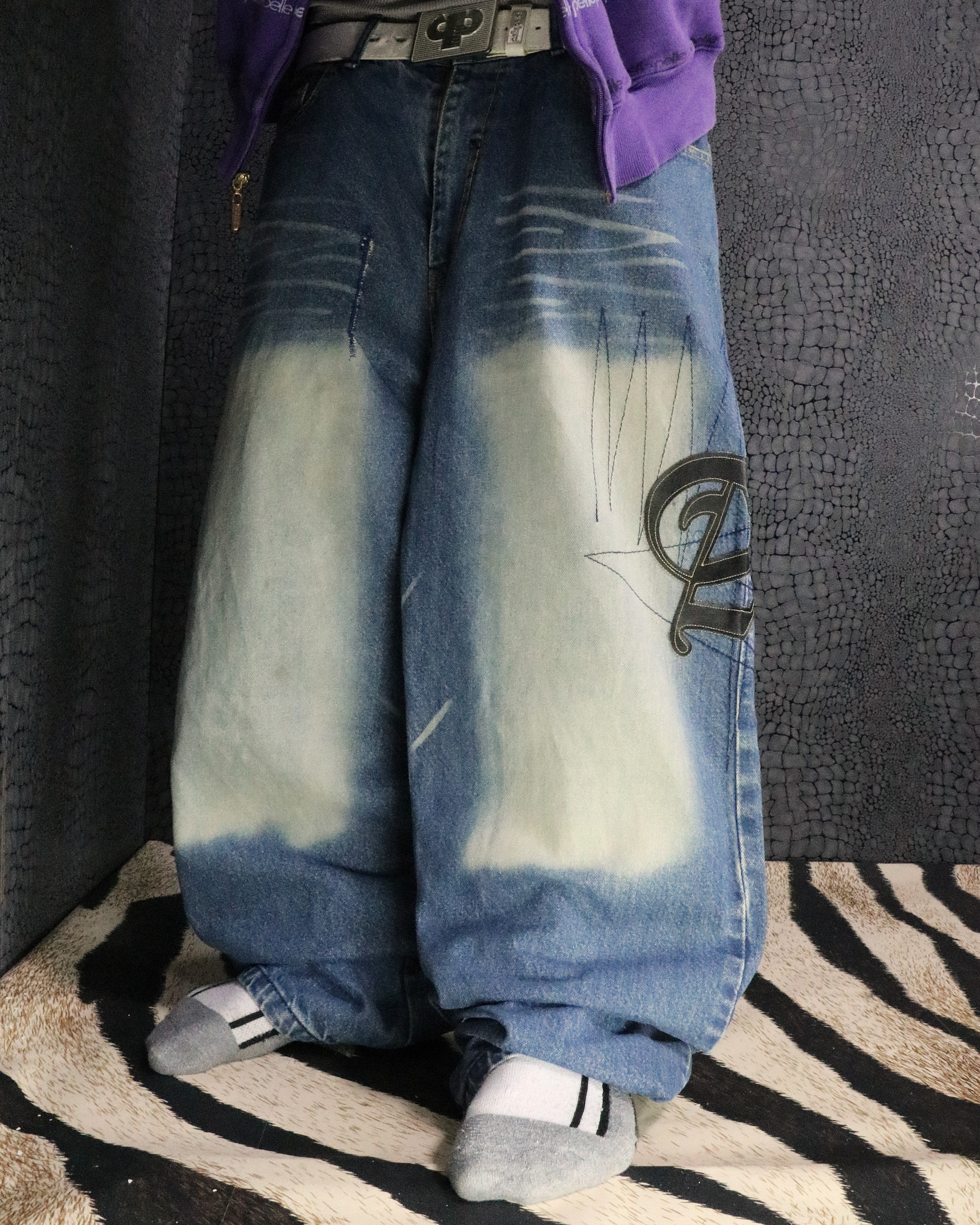 [V0815de] Vintage y2k Akademiks blaue baggy jeans