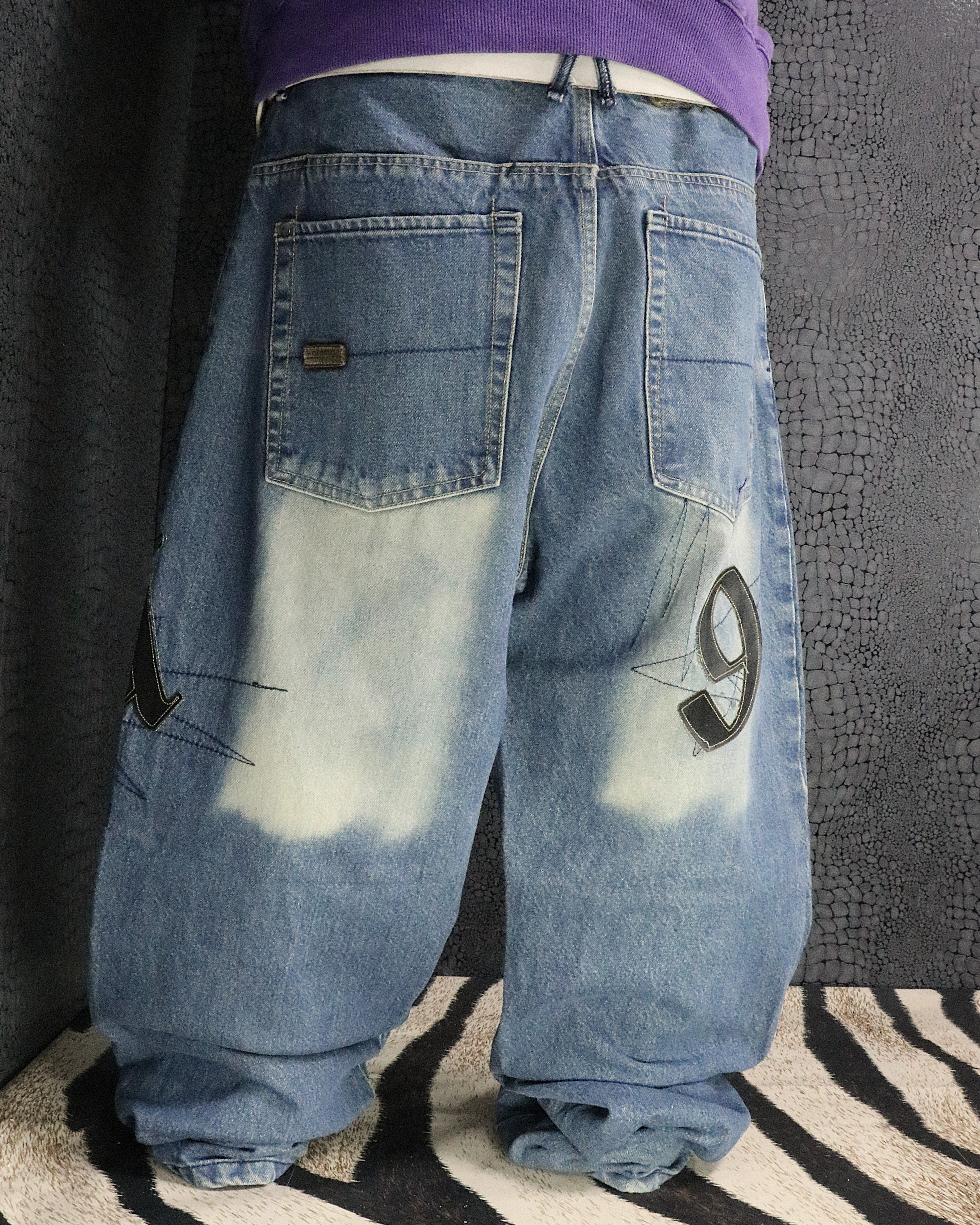 [V0815de] Vintage y2k Akademiks blaue baggy jeans