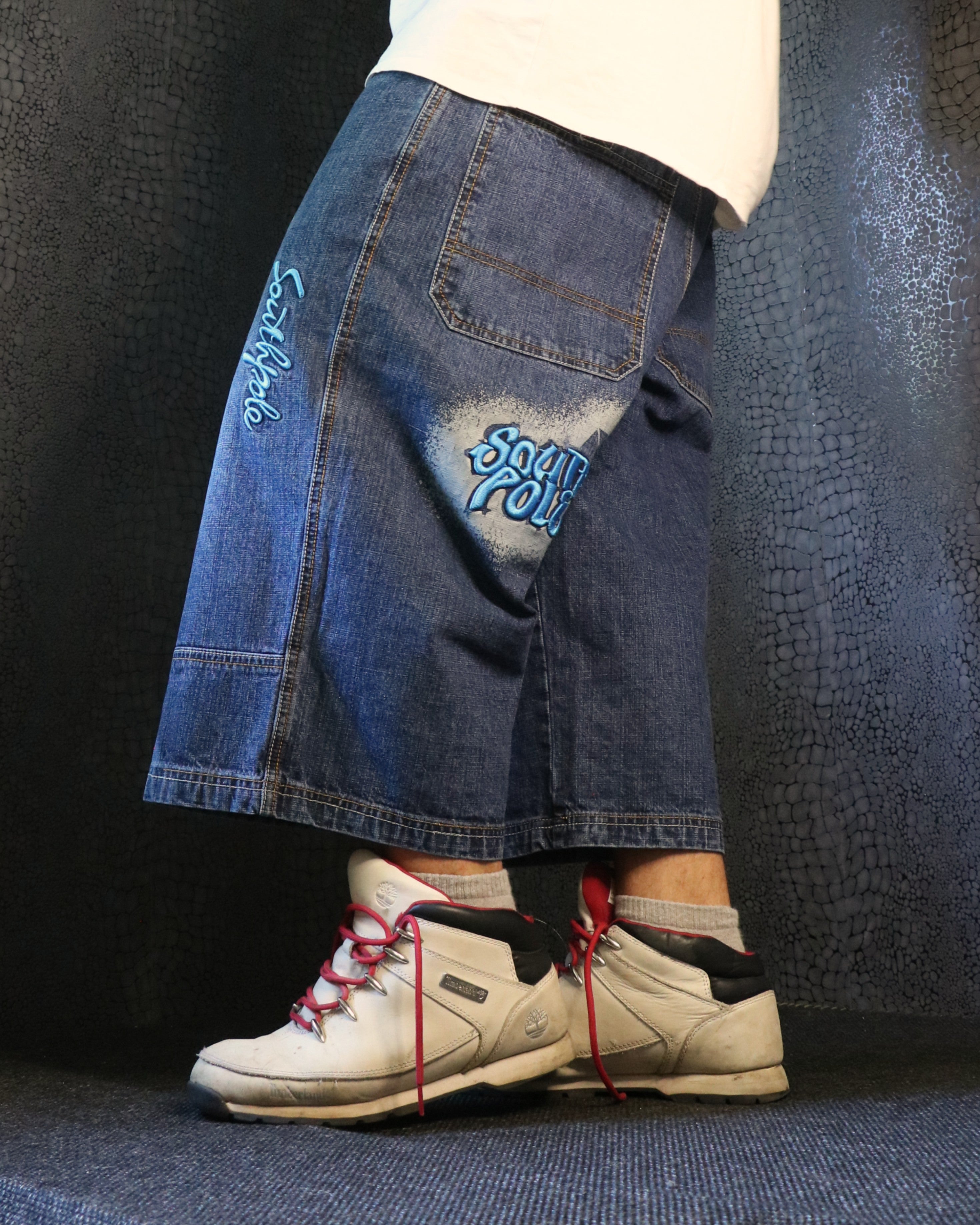 [V0156de] Vintage seltene Southpole y2k / 2000s blaue baggy jeans shorts