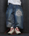 [V0134de] Vintage seltene Raw Blue y2k / 2000s baggy jeans shorts