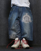 [V0134de] Vintage seltene Raw Blue y2k / 2000s baggy jeans shorts