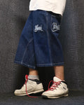 [V0758de] Vintage y2k Karl Kani marineblaue baggy jeans shorts (Street Lyrics - Original Citywear)