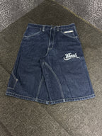 [V0758de] Vintage y2k Karl Kani marineblaue baggy jeans shorts (Street Lyrics - Original Citywear)