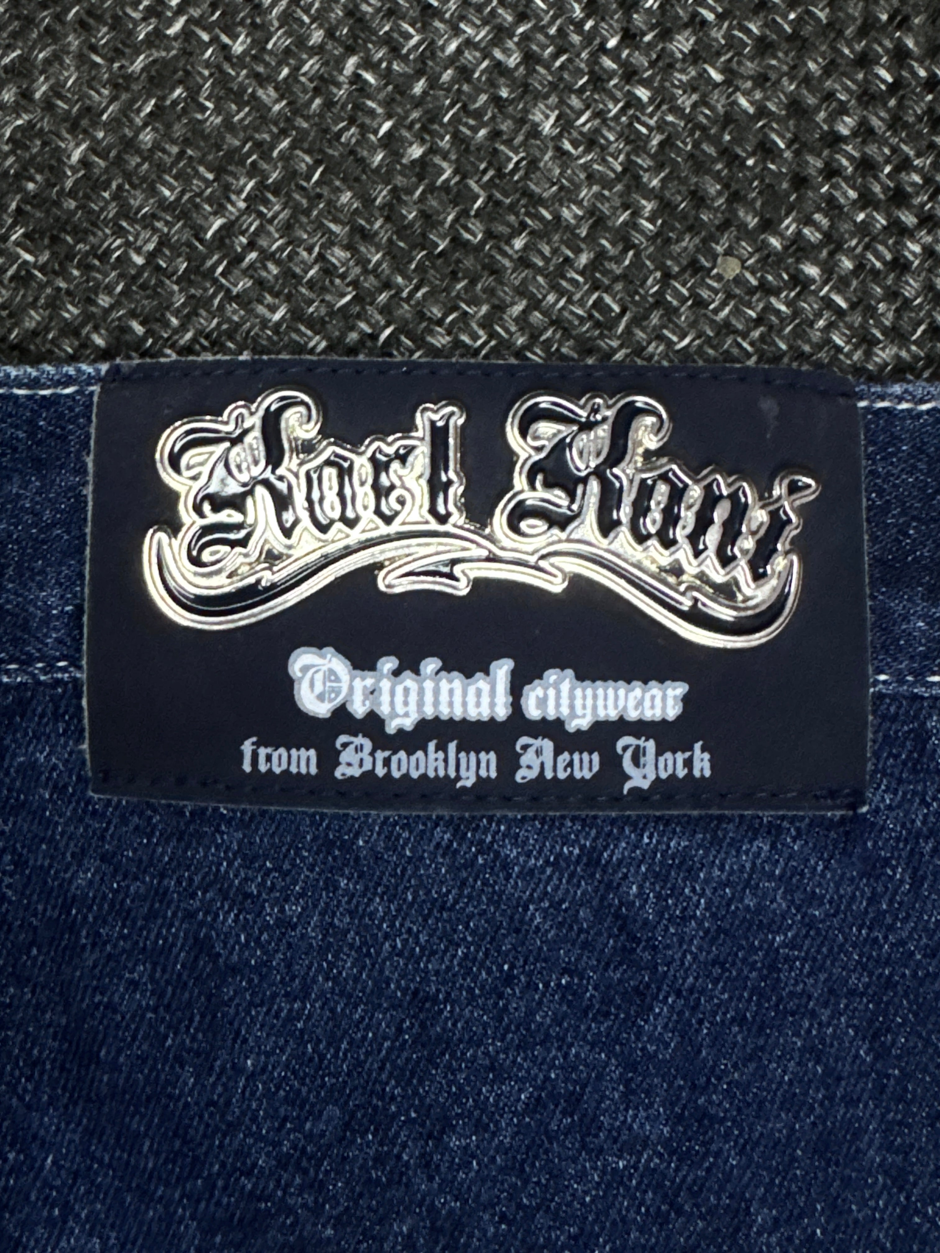 [V0758de] Vintage y2k Karl Kani marineblaue baggy jeans shorts (Street Lyrics - Original Citywear)