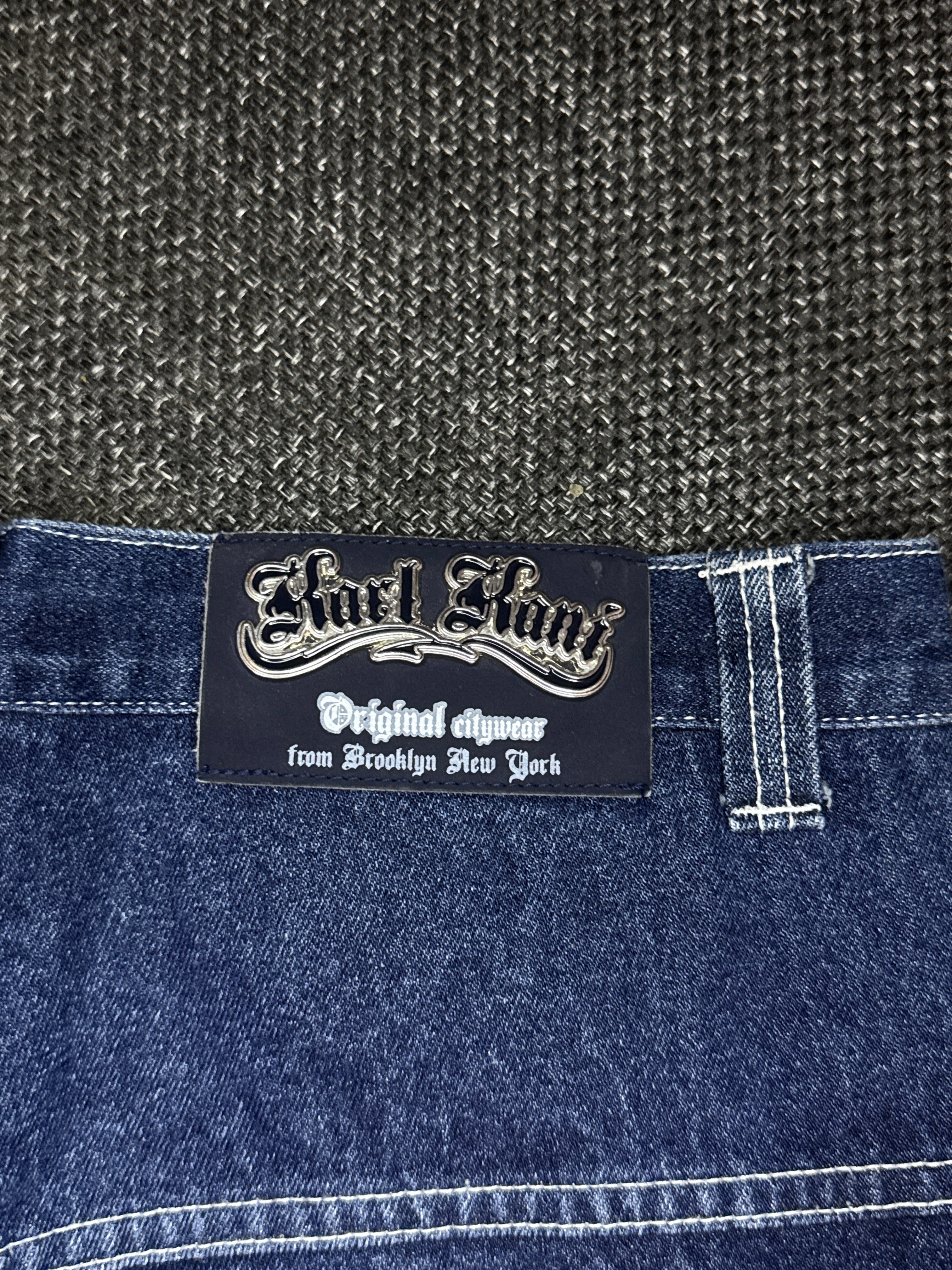 [V0758de] Vintage y2k Karl Kani marineblaue baggy jeans shorts (Street Lyrics - Original Citywear)