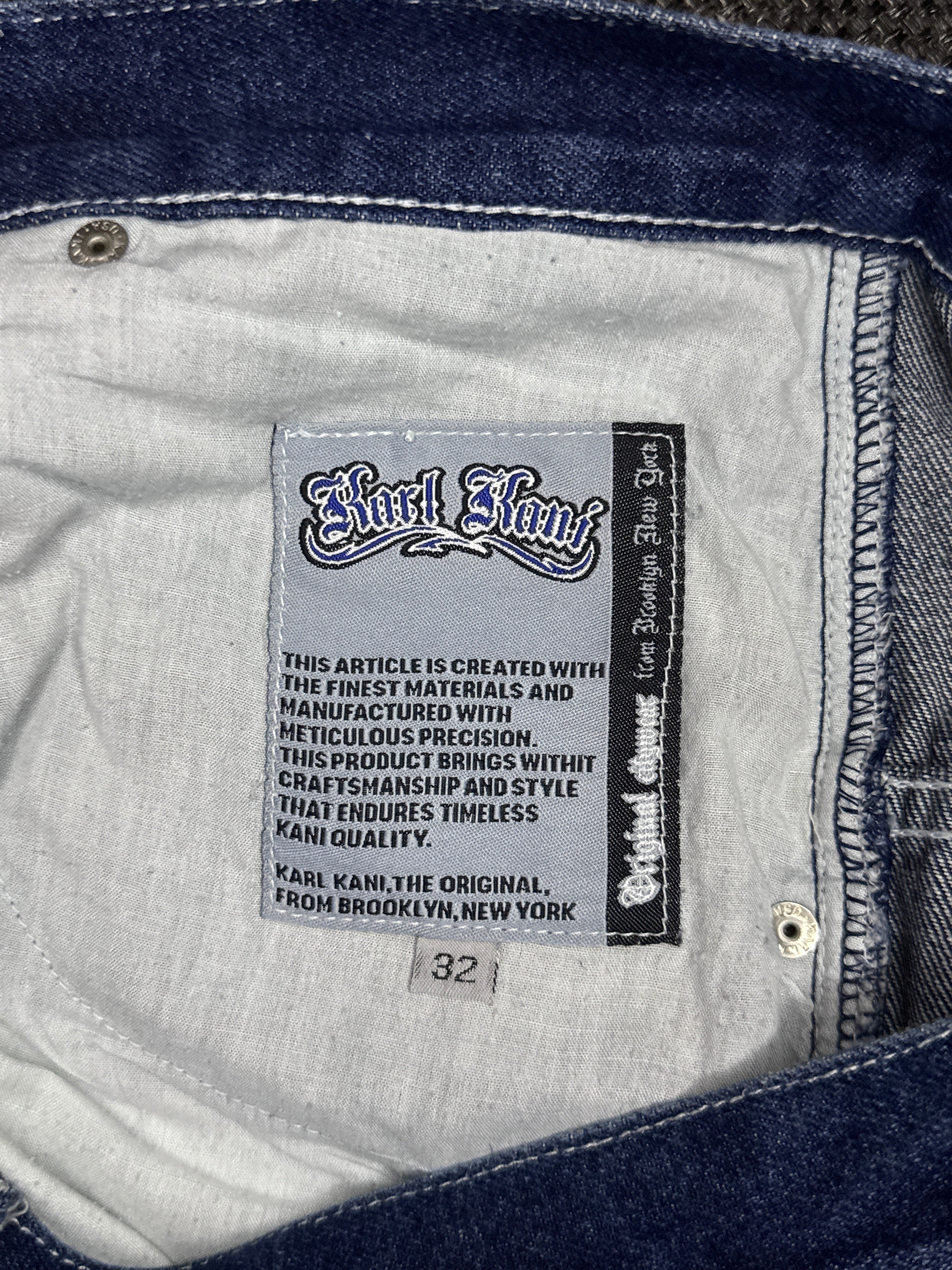 [V0758de] Vintage y2k Karl Kani marineblaue baggy jeans shorts (Street Lyrics - Original Citywear)