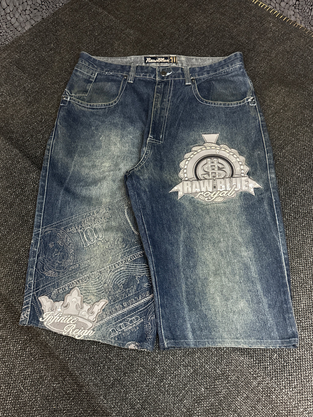 [V0134de] Vintage seltene Raw Blue y2k / 2000s baggy jeans shorts
