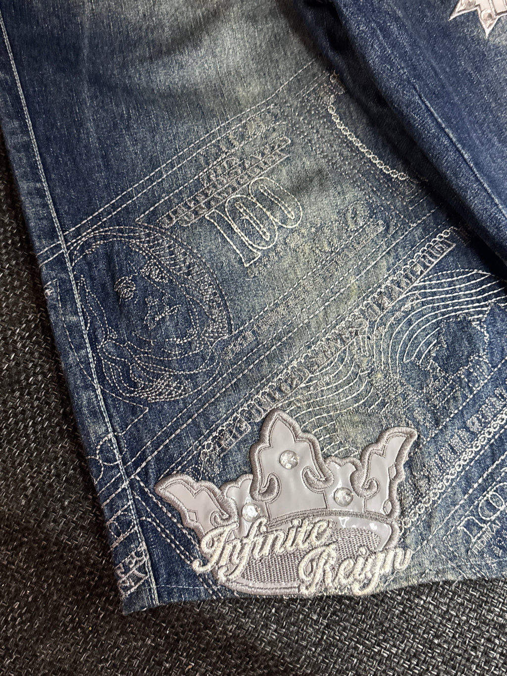 [V0134de] Vintage seltene Raw Blue y2k / 2000s baggy jeans shorts