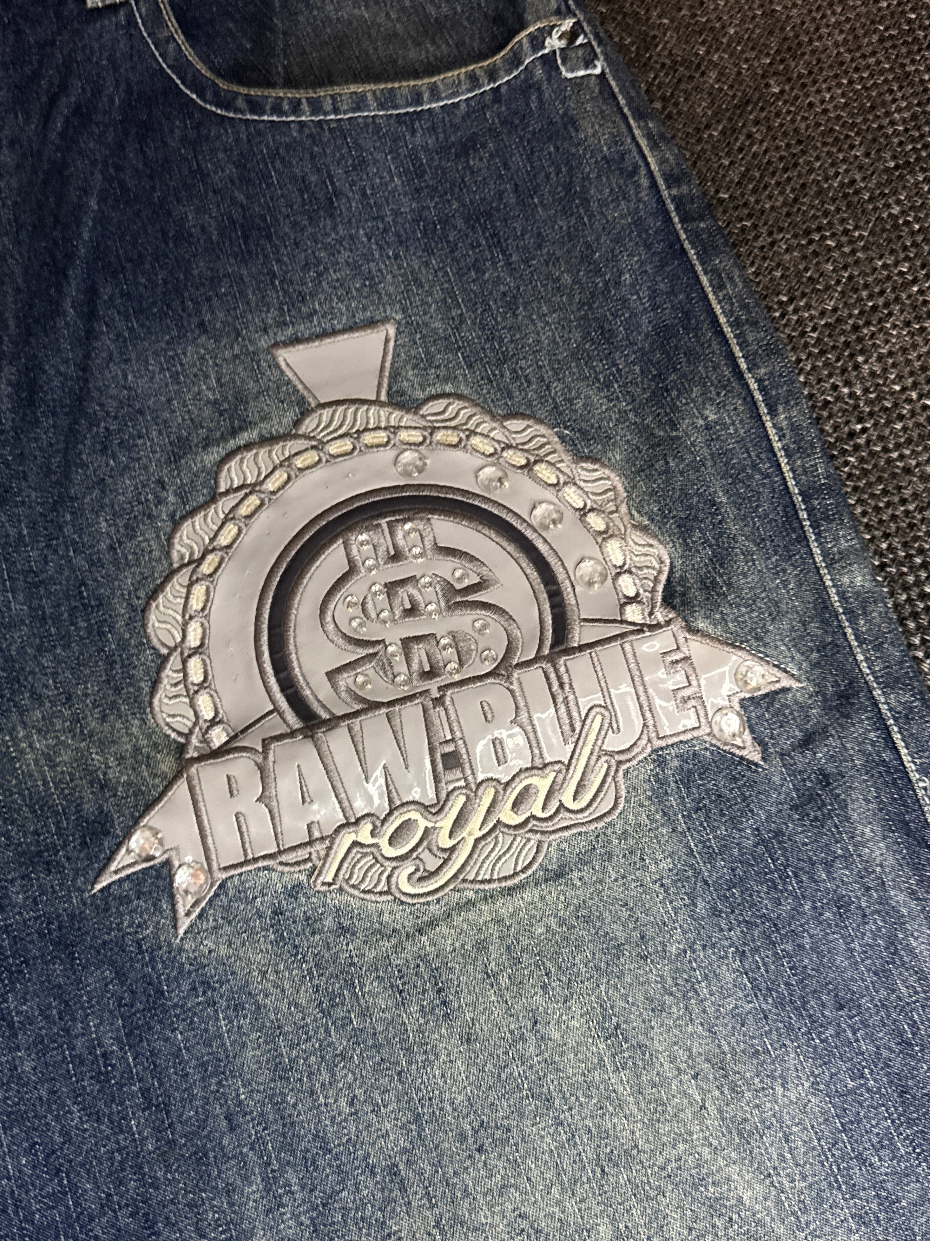 [V0134de] Vintage seltene Raw Blue y2k / 2000s baggy jeans shorts