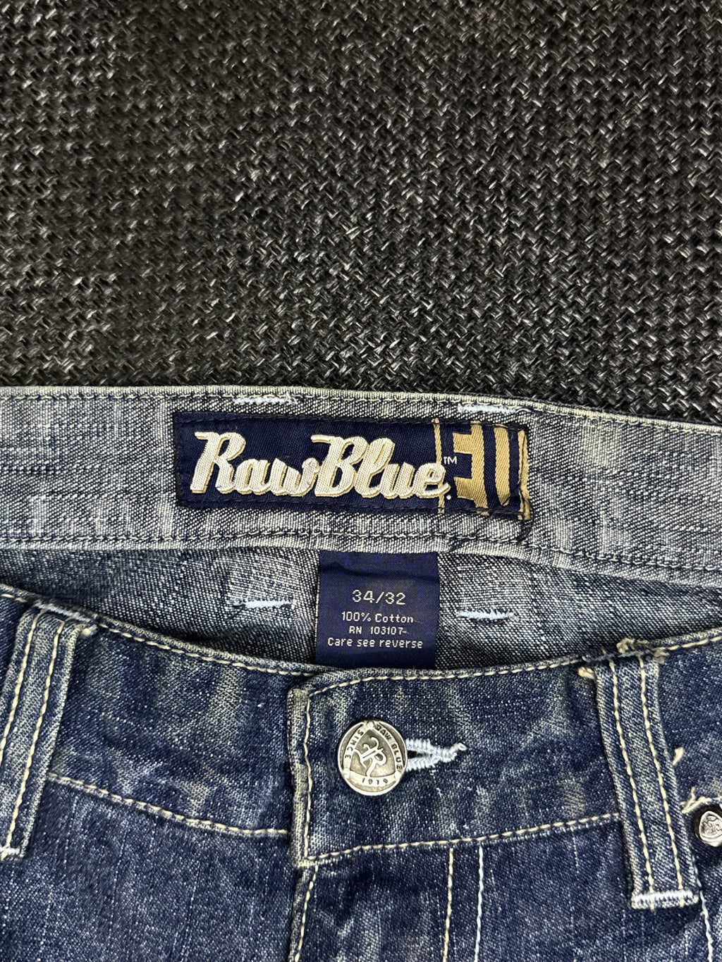 [V0134de] Vintage seltene Raw Blue y2k / 2000s baggy jeans shorts
