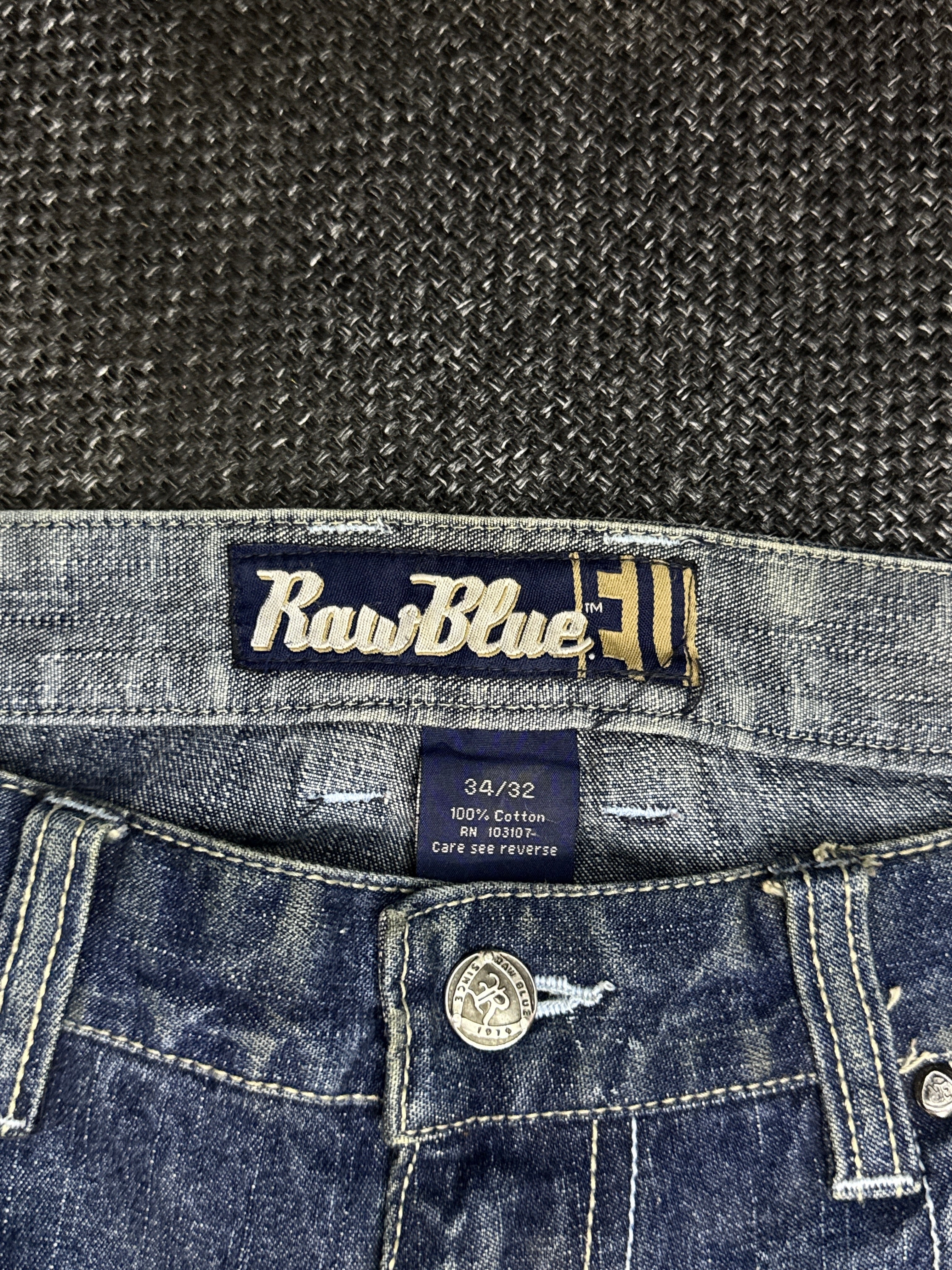 [V0134de] Vintage seltene Raw Blue y2k / 2000s baggy jeans shorts