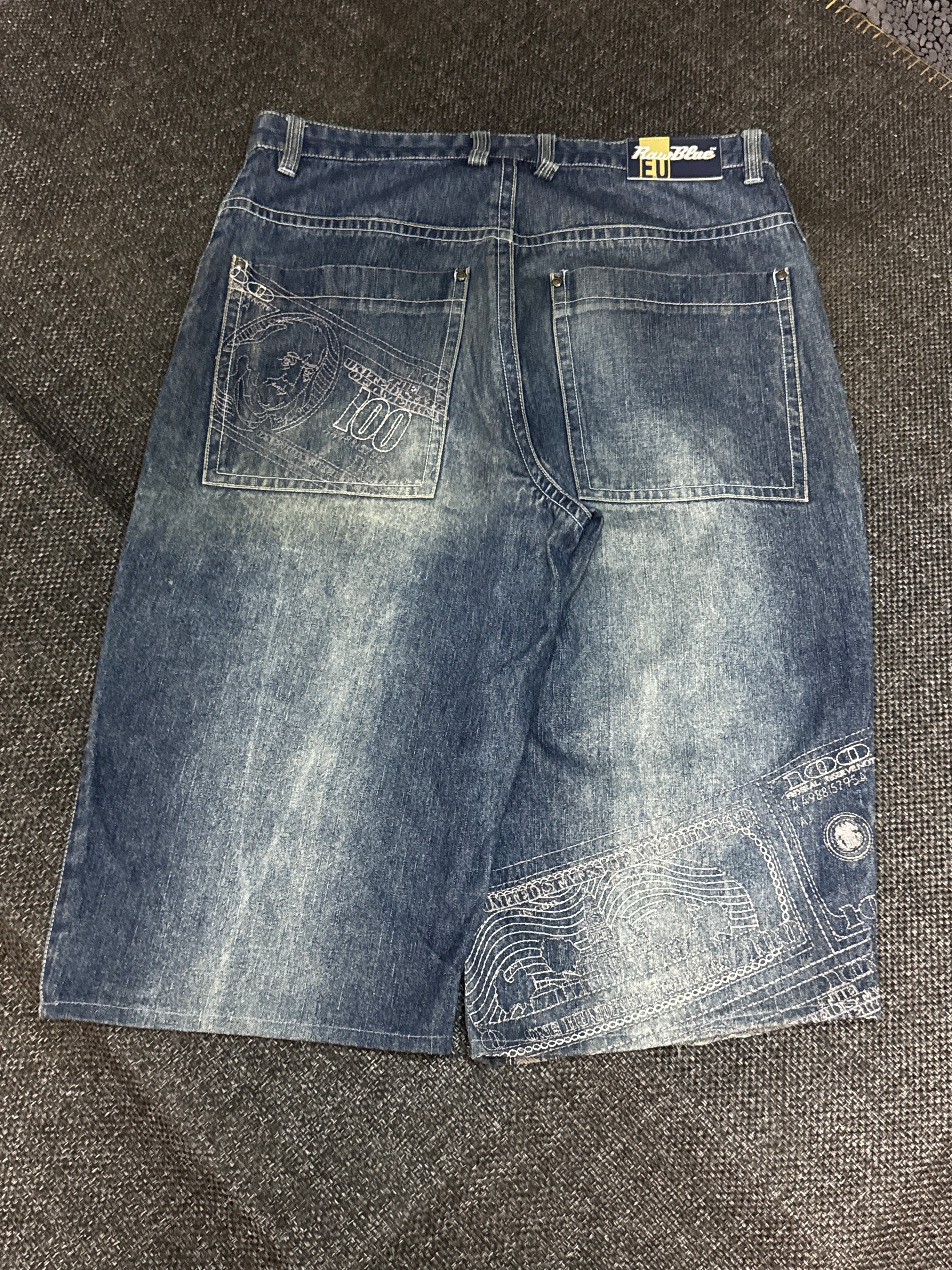 [V0134de] Vintage seltene Raw Blue y2k / 2000s baggy jeans shorts