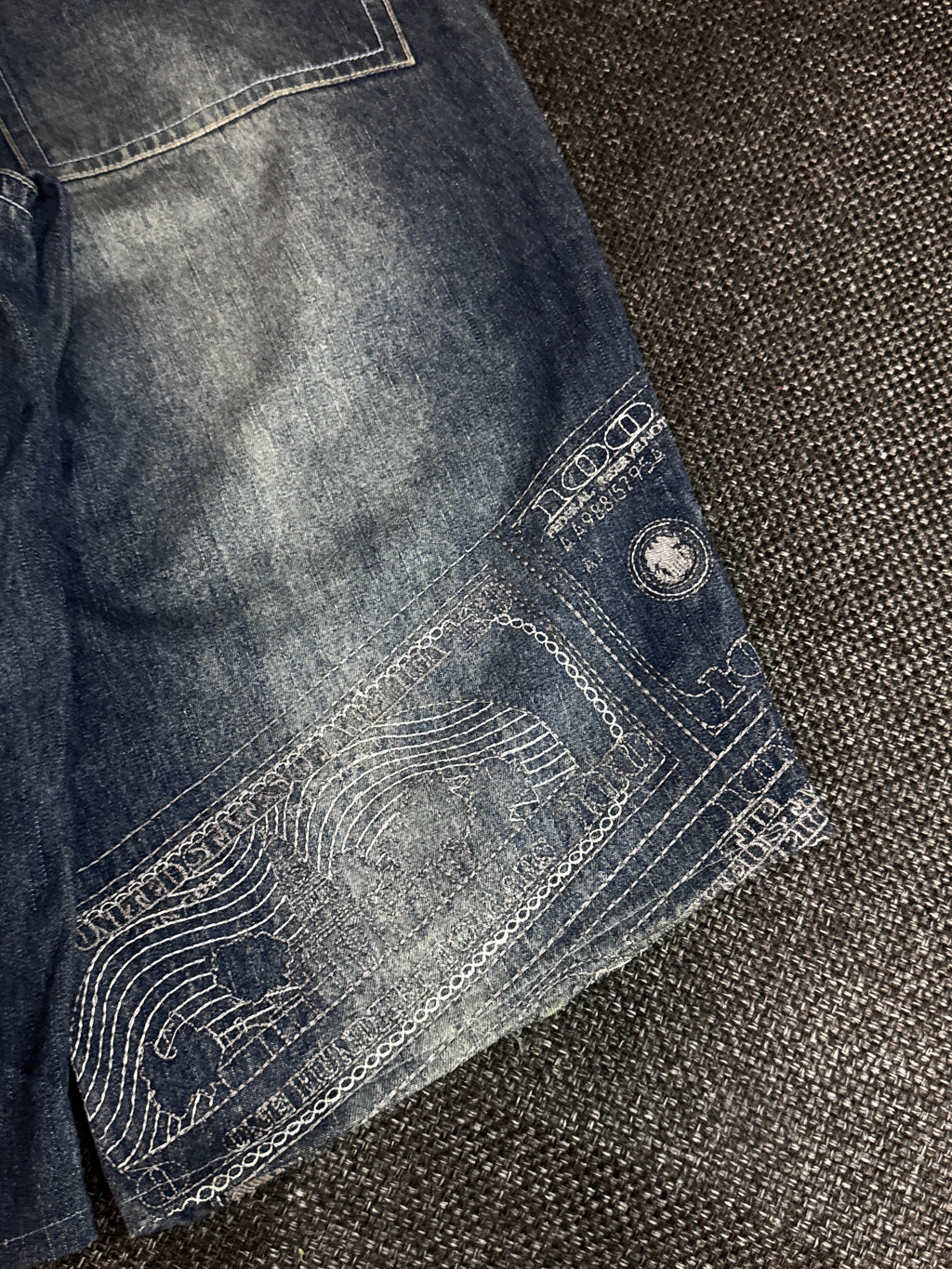 [V0134de] Vintage seltene Raw Blue y2k / 2000s baggy jeans shorts