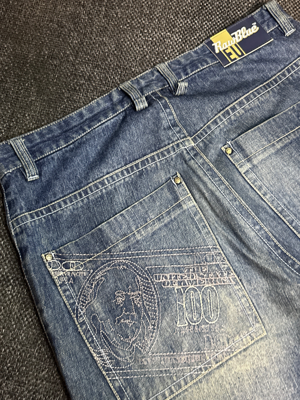 [V0134de] Vintage seltene Raw Blue y2k / 2000s baggy jeans shorts