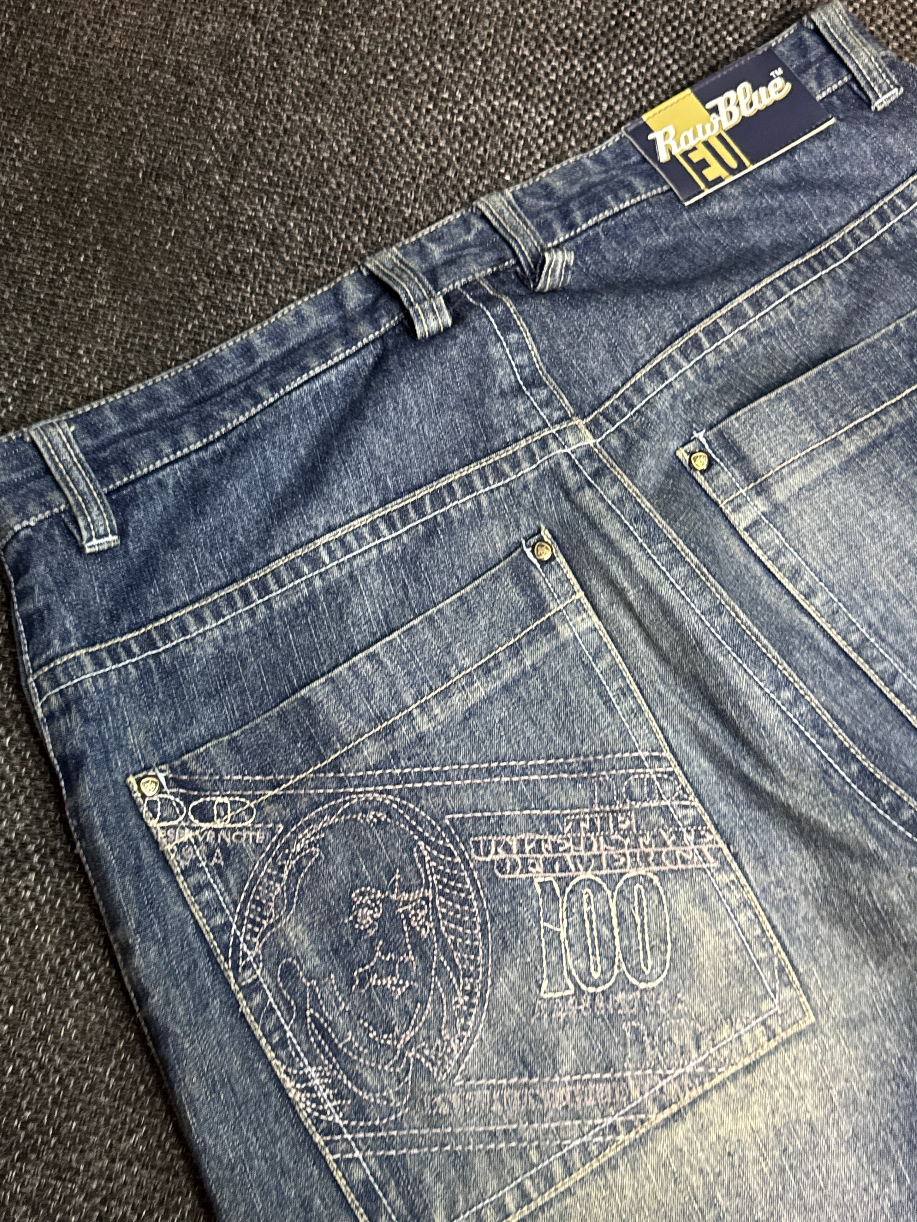[V0134de] Vintage seltene Raw Blue y2k / 2000s baggy jeans shorts