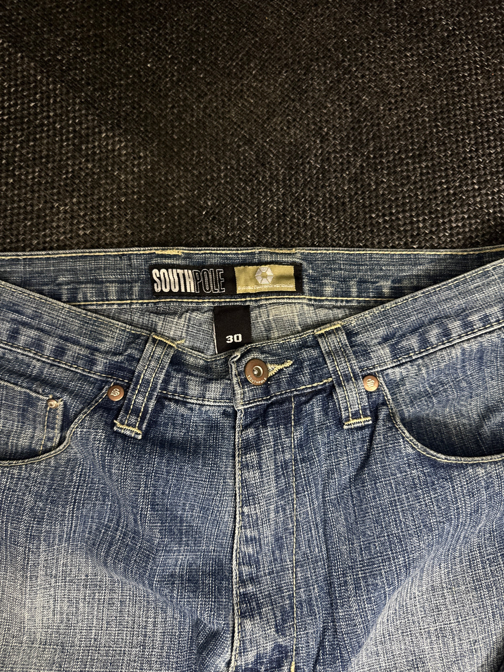 [V0148de] Vintage seltene Southpole y2k / 2000s blaue baggy jeans shorts (Gold Tab)