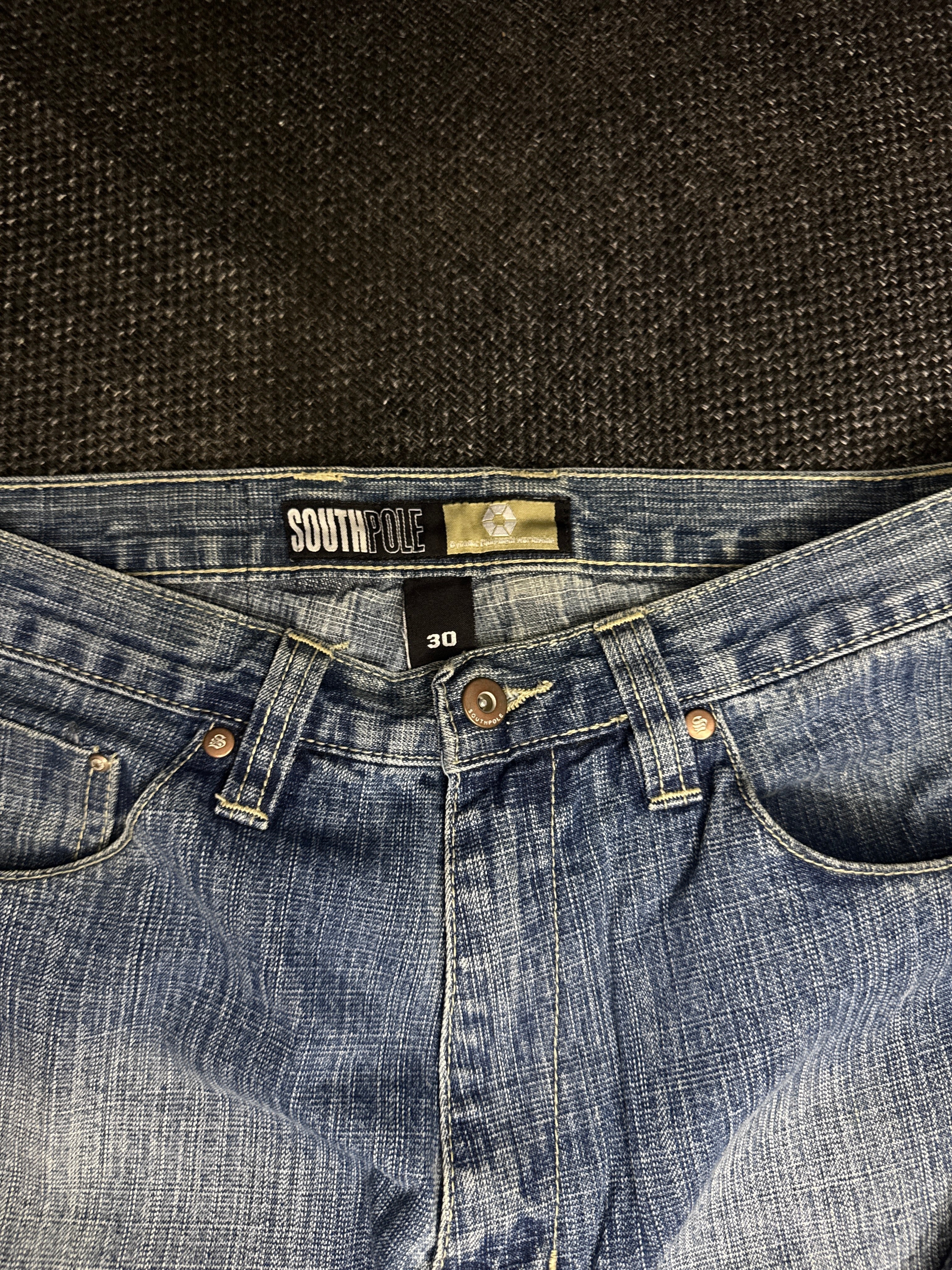[V0150de] Vintage seltene Southpole y2k / 2000s blaue baggy jeans shorts (Gold Tab)