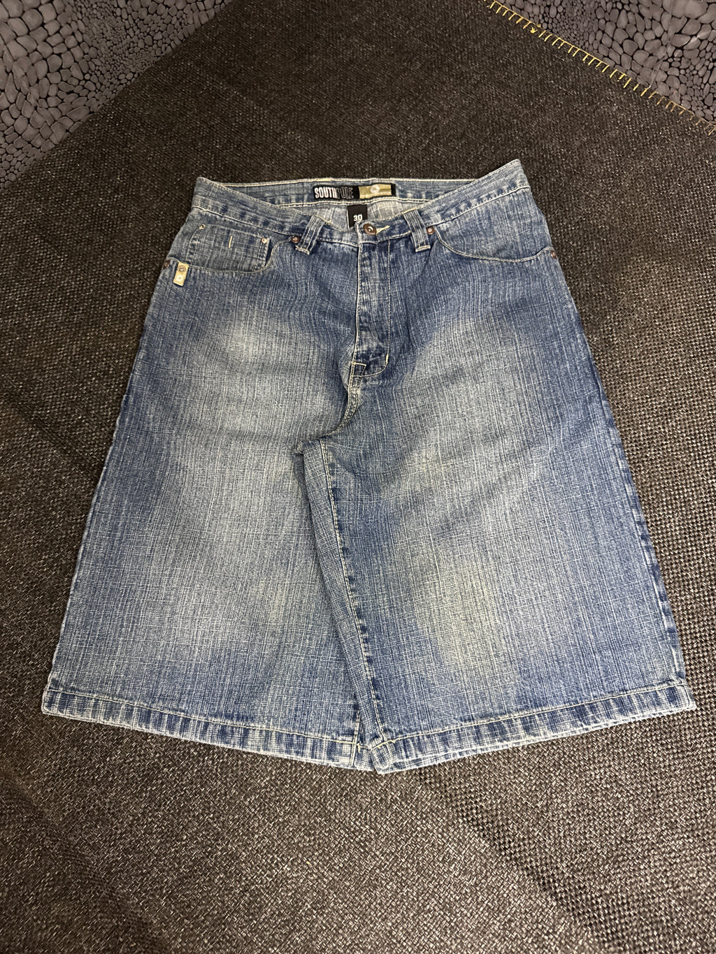 [V0148de] Vintage seltene Southpole y2k / 2000s blaue baggy jeans shorts (Gold Tab)